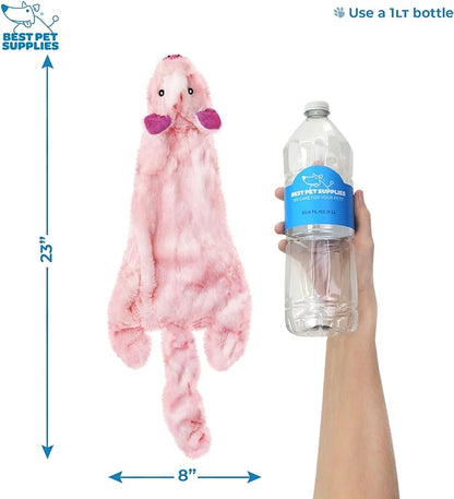 Best Pet Supplies Stuffing Free Squeaky Dog Toys for Small Dogs, Medium Dogs, and Large Dogs, Durable, Best Dog Chew Toy for Teething Puppy, Indoor Play, Holds Plastic Bottle - Wild Duck, Pig, Large