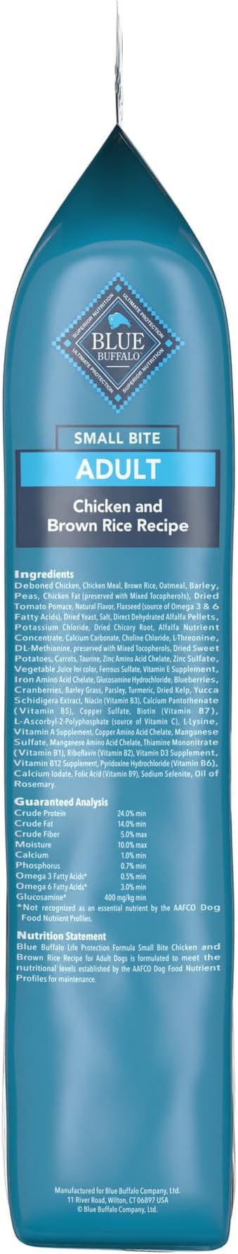 Blue Buffalo Life Protection Formula Natural Adult Small Bite Dry Dog Food, Chicken and Brown Rice 15-lb