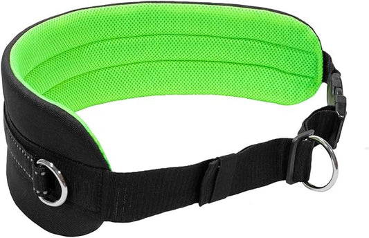 Waist Belt for Canicross Skijoring Running Walking Hiking with Dog - Black Neongreen