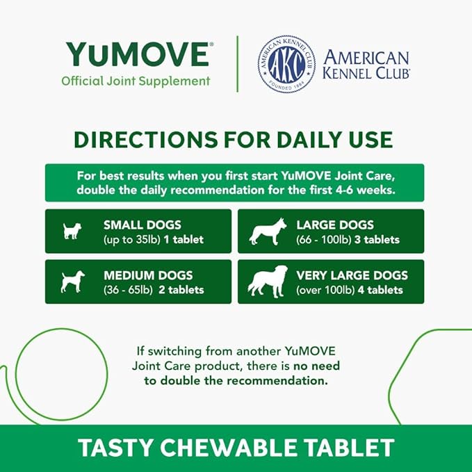 Adult Dog Tablets | for Dogs Aged 5 to 8 | Dog Hip and Joint Supplement with Glucosamine, Hyaluronic Acid & Green Lipped Mussel, Perfect for Adult Dogs (60 Tablets)