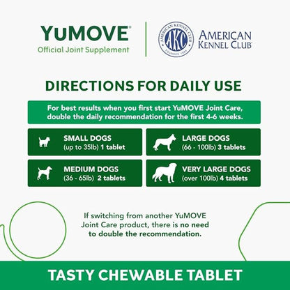Adult Dog Tablets | Hip and Joint Supplement for Dogs with Glucosamine, Chondroitin, Hyaluronic Acid, Green Lipped Mussel | Dogs Aged 6 to 8 | 120 count tablets, treat colored
