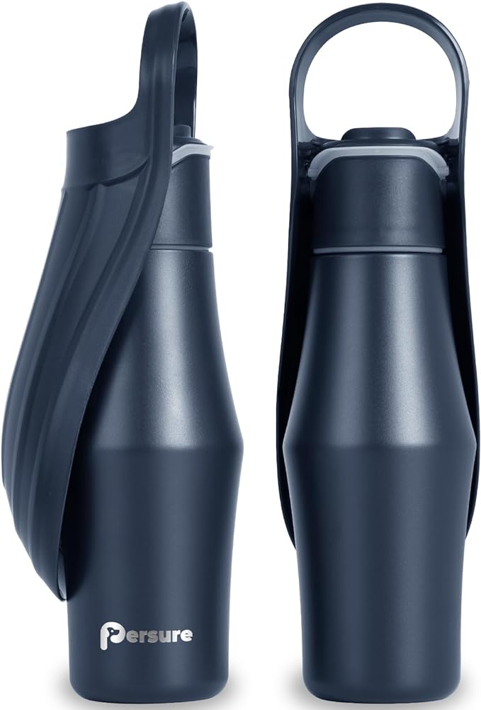 Dog Water Bottle, Portable Dog Water Bottle Dispenser - 27 OZ Stainless Steel Leak-Proof Water Bottle for Dogs On The Go, Perfect for Travel, Walking, Hiking and Outdoor Activities, Whole Blue