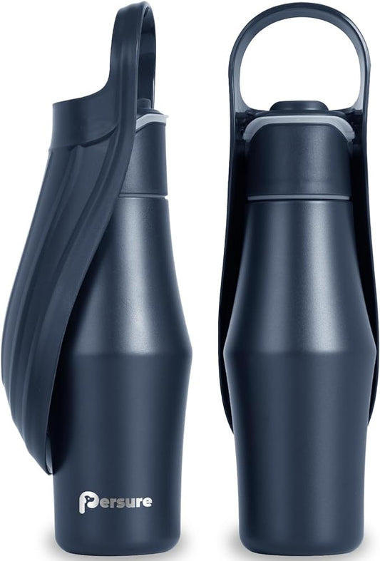 Dog Water Bottle, Portable Dog Water Bottle Dispenser - 27 OZ Stainless Steel Leak-Proof Water Bottle for Dogs On The Go, Perfect for Travel, Walking, Hiking and Outdoor Activities, Whole Blue