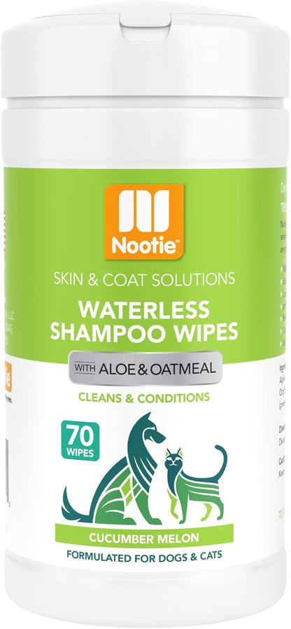 Nootie Waterless Shampoo Wipes for Dogs & Cats - Long Lasting Cucumber Melon Fragrance - Sold in Over 10,000 Vet Clinics and Pet Stores Worldwide, Made in USA - 70 Count