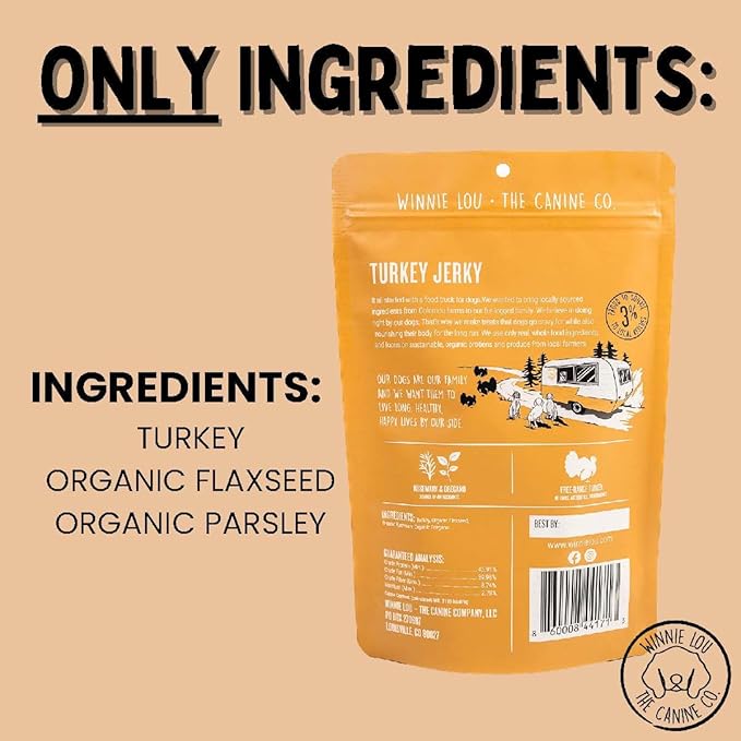 WINNIE LOU Jerky Organic Jerky Dog Treats Made in The USA – Human Grade Dog Treats – Dog Jerky Treats – All Natural Dog Treats – Healthy Dog Treats (Turkey Jerky)