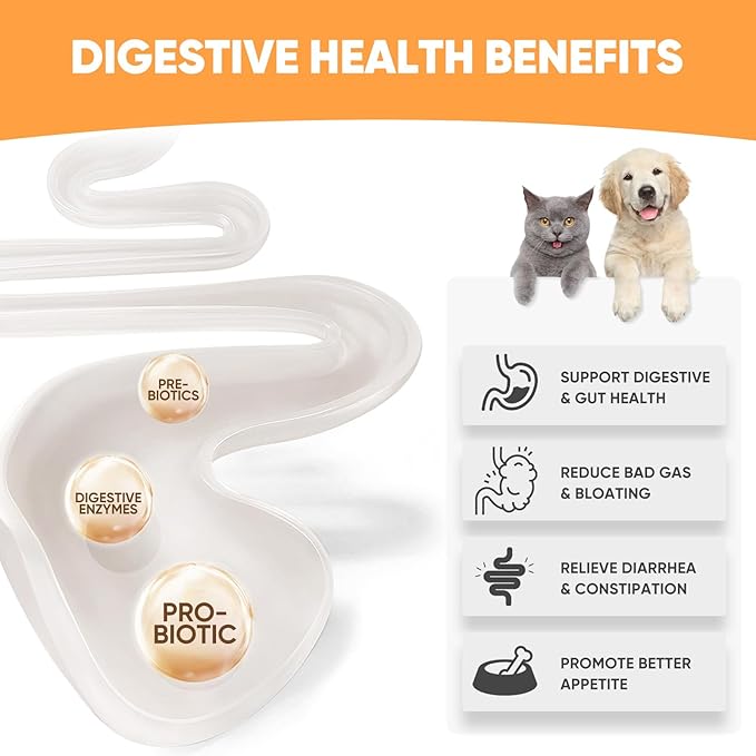 Probiotics for Dogs: Advanced Dog Probiotics & Digestive Enzymes, Digestion & Health Supplement, Support Gut Health, Itchy Skin, Immunity,Yeast Balance, Prebiotics Fiber Supplement Reduce Diarrhea,Gas