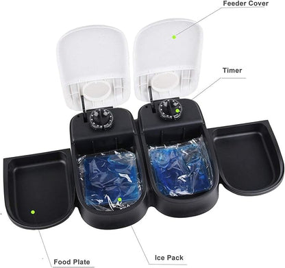 PAWISE Automatic Cat Feeder, 2 Meal, 48-Hour Timer, Dog/Cat Food Dispenser, 1.5 Cups, Schedule Meal or Treat