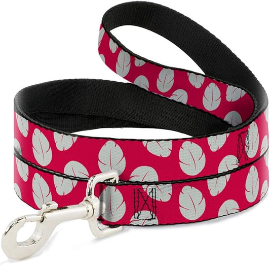 Dog Leash Lilo Stitch Bounding Lilo Dress Leaves Red Ivory 6 Feet Long 1.0 Inch Wide