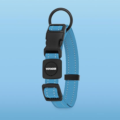 Voyager Reflective Dog Leash Collar Set with Neoprene Handle Supports Small, Medium, and Large Breed Puppies, Cute and Heavy Duty for Walking, Running, and Training - Baby Blue, M