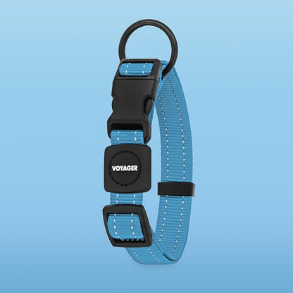 Voyager Reflective Dog Leash Collar Set with Neoprene Handle Supports Small, Medium, and Large Breed Puppies, Cute and Heavy Duty for Walking, Running, and Training - Baby Blue, L