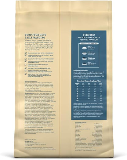 Amazon Brand – Wag Dry Dog Food, Beef and Brown Rice, 5 Pound (Pack of 1)