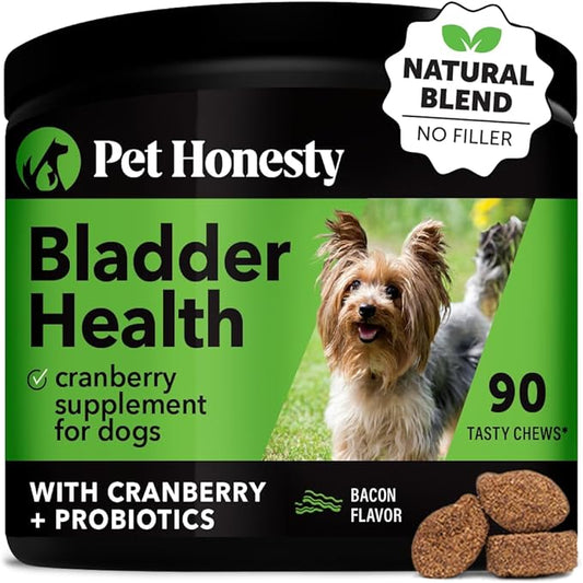 Pet Honesty Cranberry Bladder Health for Dogs – Contains Active Ingredients - Cranberry & D-Mannose to help support Dog Urinary Tract Health, Dog Bladder Support, & Kidney Support for Dogs (Bacon)