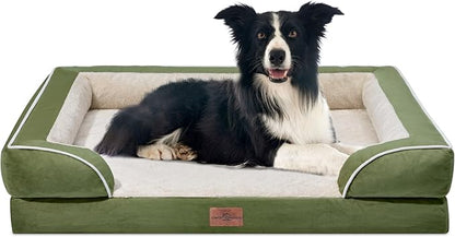 Waterproof Dog Beds for Large Dogs, Orthopedic Large Breed Dog Beds, Comfy Pet Bed Sofa with Washable Removable Cover & Non-Slip Bottom(Large,Light Green)