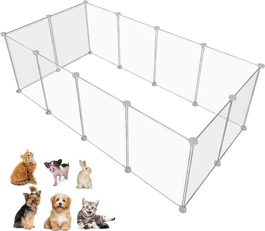 Pet Playpen Portable Small Animals Playpen, Pet Fence Yard Fence for Guinea Pigs, Bunny, Ferrets, Mice, Hamsters, Hedgehogs, Puppies, Turtles-12 Panel