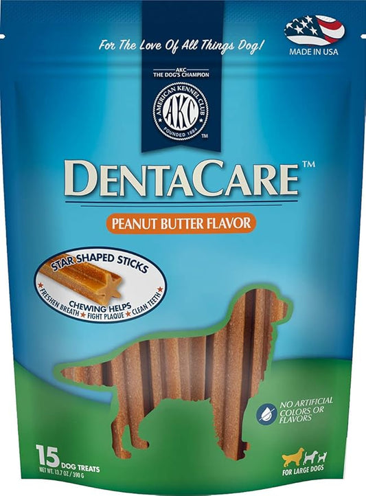 American Kennel Club Dentacare Large Breed Peanut Flavored Dental Dog Treats, Naturally Flavored, 15 Count