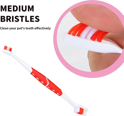 4 PCS Dog Toothbrush, Double Headed Pet Toothbrush with Soft Bristles, Easy Teeth Cleaning, Dog Dental Care for Puppies, Cats and Small Pets, Toothbrush in Bulk Individual Polybag