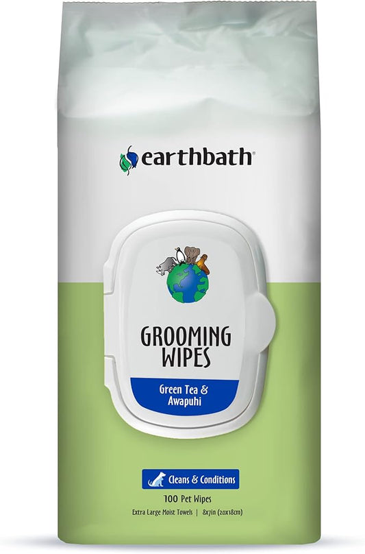 Earthbath Grooming Wipes Green Tea and Awapuhi, 100 count