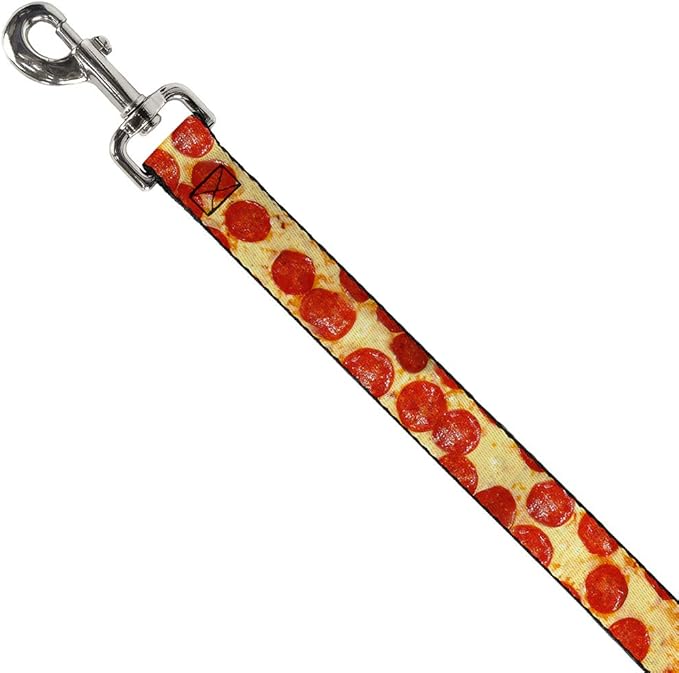 Buckle-Down Dog Leash Pepperoni Pizza Vivid 6 Feet Long 0.5 Inch Wide