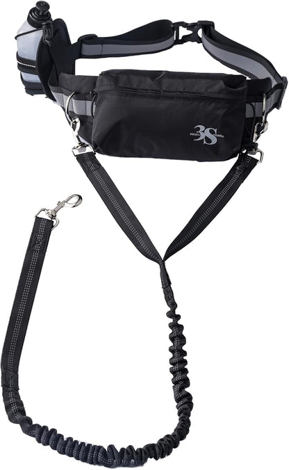 Hands Free Dog Leash - Hands Free Dog Leash for Large Dogs w/Water Bottle - Waterproof Waist Leash for Dog Walking 2 Dogs - Reflective Running Leash for Dogs- No Hands Dog Leash Waist Belt