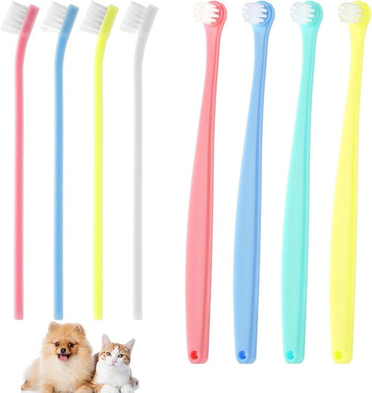 8pcs Dog Toothbrush, 2 Styles Soft Bristle Small Cat Toothbrush Micro Head Kitten Teeth Cleaning Brush Dental Care Supplies for Tiny Puppy Kitty Reduce Plaque Tartar Formation & Bad Breath