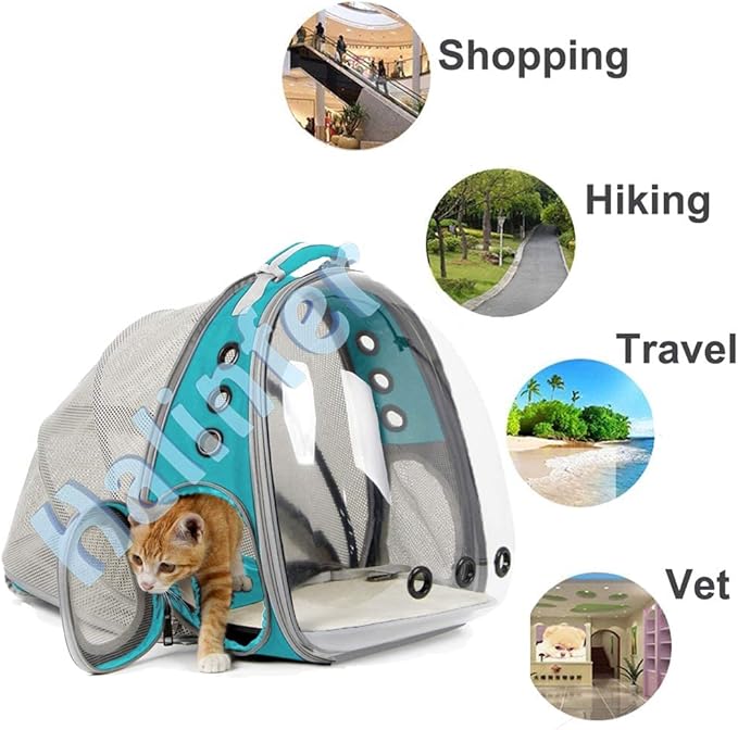 Back Expandable Cat Backpack Carrier, Fit up to 12 lbs, Space Capsule Bubble Window Pet Carrier Backpack for Cat and Small Puppy