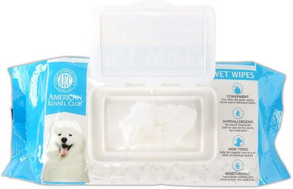 American Kennel Club AKC Dog Wipes for Cleansing & Deodorizing great for Face, Ears, Paws, Body, & Butt - Fresh Scented - 100pk