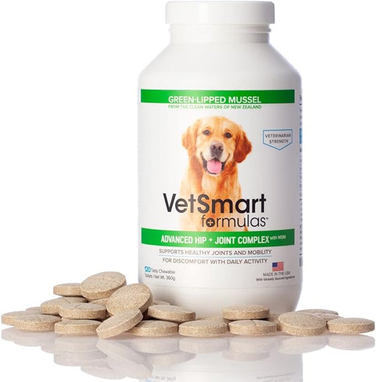 Joint Supplement for Dogs - Green Lipped Mussel, MSM + Glucosamine Formula - Helps to Restore Mobility, Relieve Arthritis & Hip Dysplasia Pain, Reduce Inflammation, No Artificial Flavors (Pack of 1)