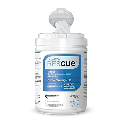 REScue One-Step Disinfectant Cleaner & Deodorizer Wipes for Vet Use – Cleaner for Kennels, Litter Boxes & More – 160-Wipes, 1 Canister (Pack of 1)