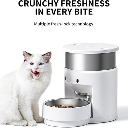 PETKIT Automatic Cat Feeders, 5L Pet Dry Food Dispenser Triple Preservation with Stainless Steel Bowl, Scheduled Cat Feeder 5-200g Portions 10 Meals Per Day, Fresh Element Infinity for Cats/Dogs