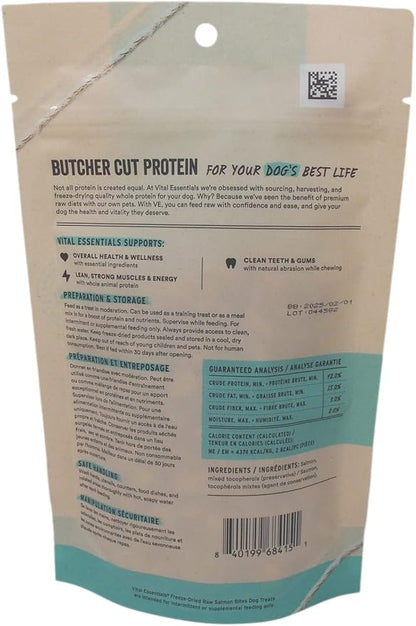 Vital Essentials Freeze-Dried Raw Dog Treats 3 Flavor Variety - (1) Each: Minnows, Salmon Bites, Chicken Breast (1-2.5 Ounces) - Plus Rope Toy and Fun Animal Facts Booklet Bundle