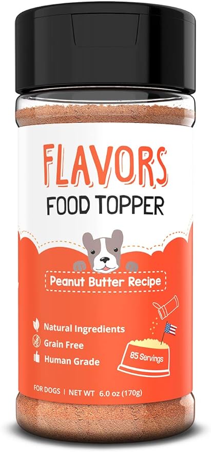 Flavors Food Topper and Gravy for Dogs - Peanut Butter Recipe, 6.0 oz. - Human Grade, Grain Free - Perfect Kibble Seasoning and Treat Mix for Picky Dog or Puppy