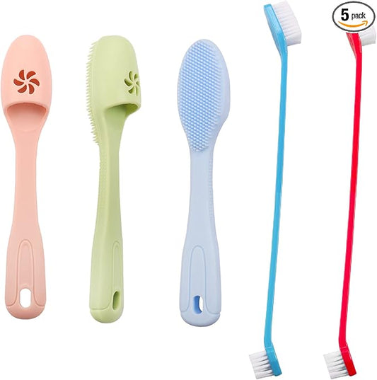 YAODHAOD Pet Toothbrush for Dogs, Dog Finger Toothbrush,Dental Hygiene Convenient Soft Toothbrush to Clean pet Teeth,Easy Teeth Cleaning & Dental Care Kit (5Pcs (Finger Toothbrush)