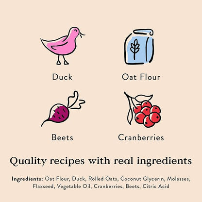 Bocce’s Bakery Oven Baked Duck Recipe Treats for Dogs, Wheat-Free Everyday Dog Treats, Made with Real Ingredients, Baked in The USA, All-Natural Soft & Chewy Cookies, Duck, 6 oz