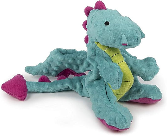 goDog Bubble Plush Dragons Squeaky Dog Toy, Chew Guard Technology - Turquoise, Large