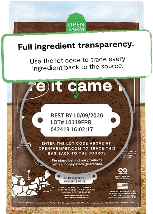 Open Farm Ancient Grains Dry Dog Food, Humanely Raised Meat Recipe with Wholesome Grains and No Artificial Flavors or Preservatives (Pasture Raised Lamb Ancient Grain, 22 Pound (Pack of 1))
