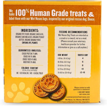 Organic Crunchy Dog Treats – for All Pet Sizes, Breeds – All-Natural Puppy Treat, Senior Dog Snack – 100% Human-Grade – Delicious Chews for Dogs – Grain-Free Peanut Butter & Banana, 5 Lb
