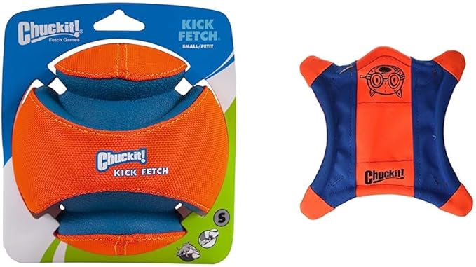 Chuckit! Kick Fetch Ball, Small & Flying Squirrel, Medium, Orange/Blue, Dog Toys for Medium Breeds