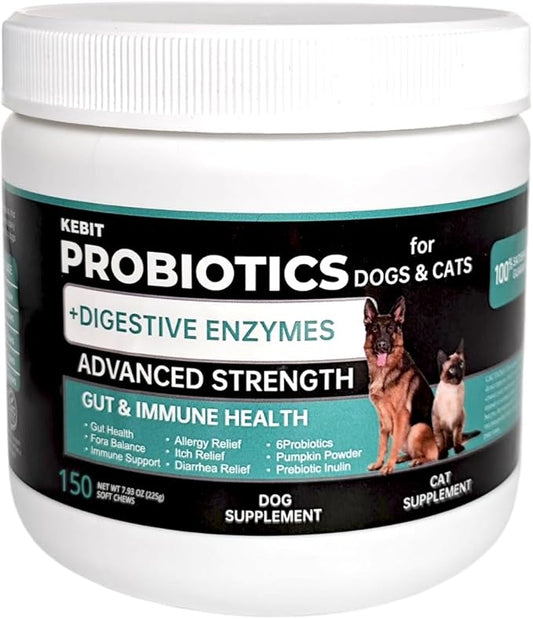 pet probiotic chewable Tablets, Dog and cat probiotics for Diarrhoea Relief, Scratching, Allergies and Gut Health Support, Immune Support Supplements （Chicken Flavour 150pcs）