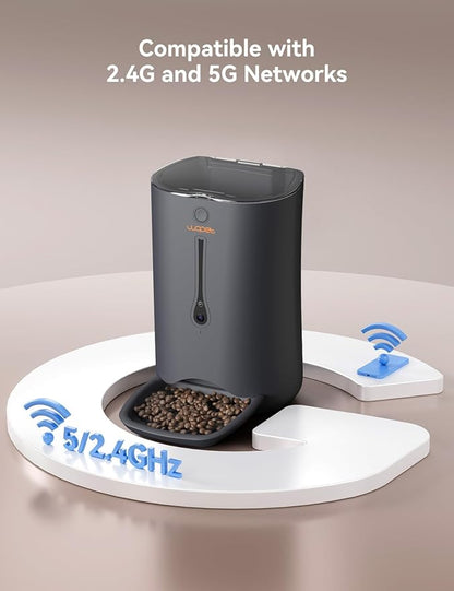 WOPET 7L Automatic Dog Feeder with Camera, 5G WiFi Automatic Cat Food Dispenser, Automatic Cat Feeder with Timer Programmable, HD Camera for Voice and Video Recording