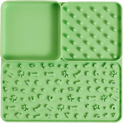 3 in 1 Lick Mat for Dogs/Cats, Dogs/Cats Lick Mat, Dogs/Cats Food Mat, Premium Lick Mats with Suction Cups, Slow Down The Pet's Eating Speed to Help Digestion(Green)