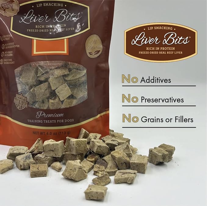 Freeze Dried Premium Training Treats for Dogs - Low Calorie - All Natural - Pure Beef Liver - No Additives or Preservatives - Made in The USA - 16-oz