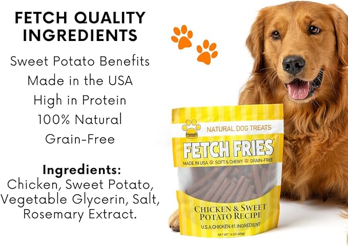 Chicken and Sweet Potato Dog Treats, Soft Chicken Jerky for Small and Large Breeds, Naturally Healthy, Made in The USA (16 oz)