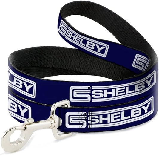 Dog Leash Carroll Shelby CS Shelby Racing Logo Block Navy White 6 Feet Long 1.5 Inch Wide