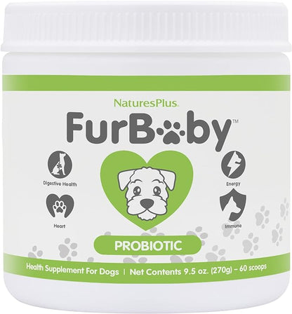 NaturesPlus FurBaby Probiotic for Dogs - 9.5 oz - Supports Digestive, Heart, Liver & Immune Health - 60 Servings