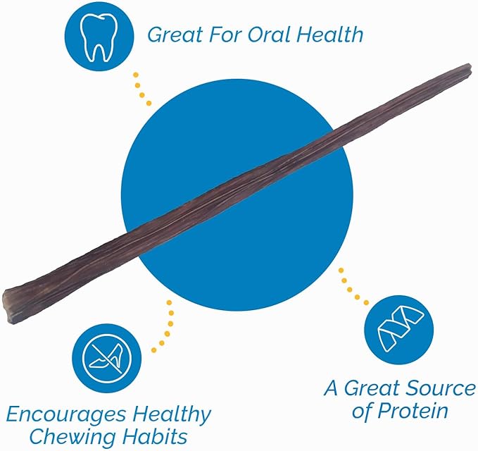 Beef Dog Treats Esophagus chew Sticks 100% Natural Healthy Chews for Dogs - Meat Jerky Snack from Grass Fed Cattle (Beef Sticks 12" - 15 Count)