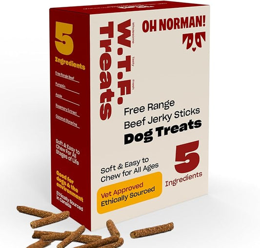 Soft Beef Jerky Dog Treats by Kaley Cuoco, Healthy Dog Treats for All Life Stages and Breeds, Air Dried, Ethically Sourced in Canada from Free Range Beef & Natural Ingredients, 5 Oz
