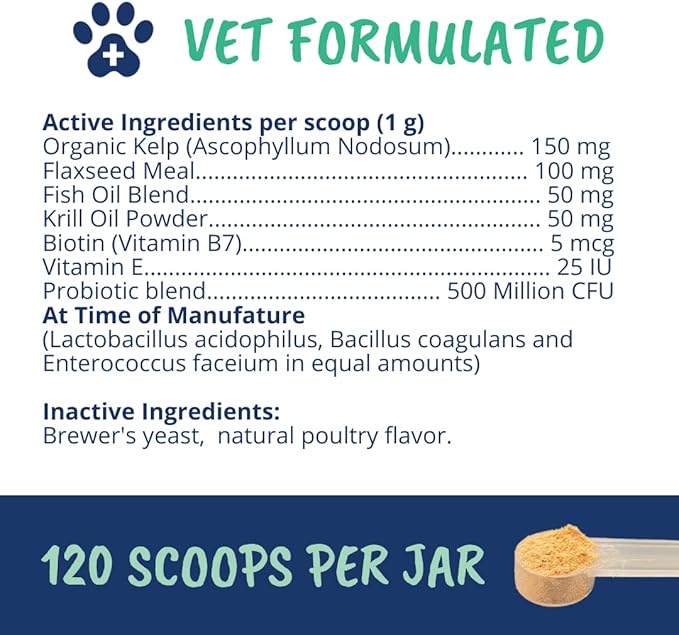 Under The Weather Allergy & Itch Relief Powder for Dogs | Dog Allergy and Itch Aid | Immune Booster and Skin & Coat Supplement for Dogs | Aids Seasonal Allergies, Skin Hot Spots & Anti-Itch