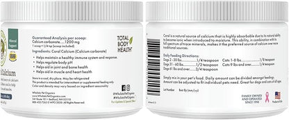 Wholistic Pet Organics Sea Coral: Organic Sea Coral Calcium Dog Supplement - Natural Source of Calcium for Dogs Teeth and Bone Health - Natural Marine Coral Calcium Vitamins for Dogs