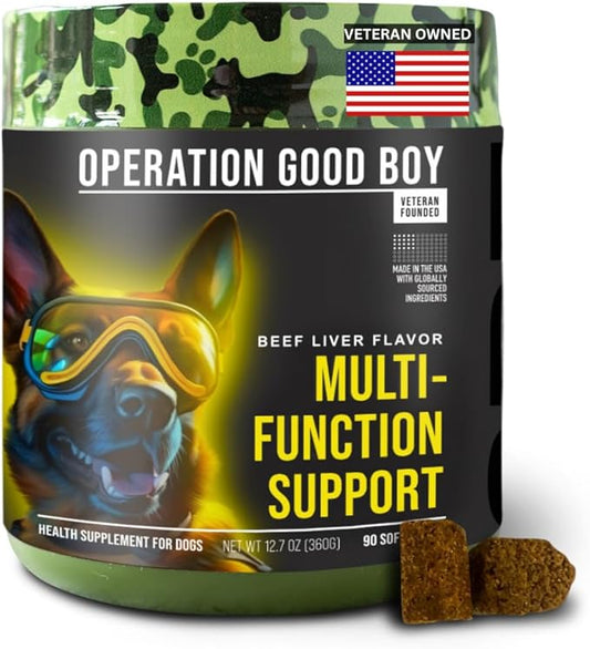 Operation Good Boy - SRE: Multi Function Supplement for Pets - 90 Count Soft Chews - 12.7 oz - Made Natural Ingredients - Veteran Owned