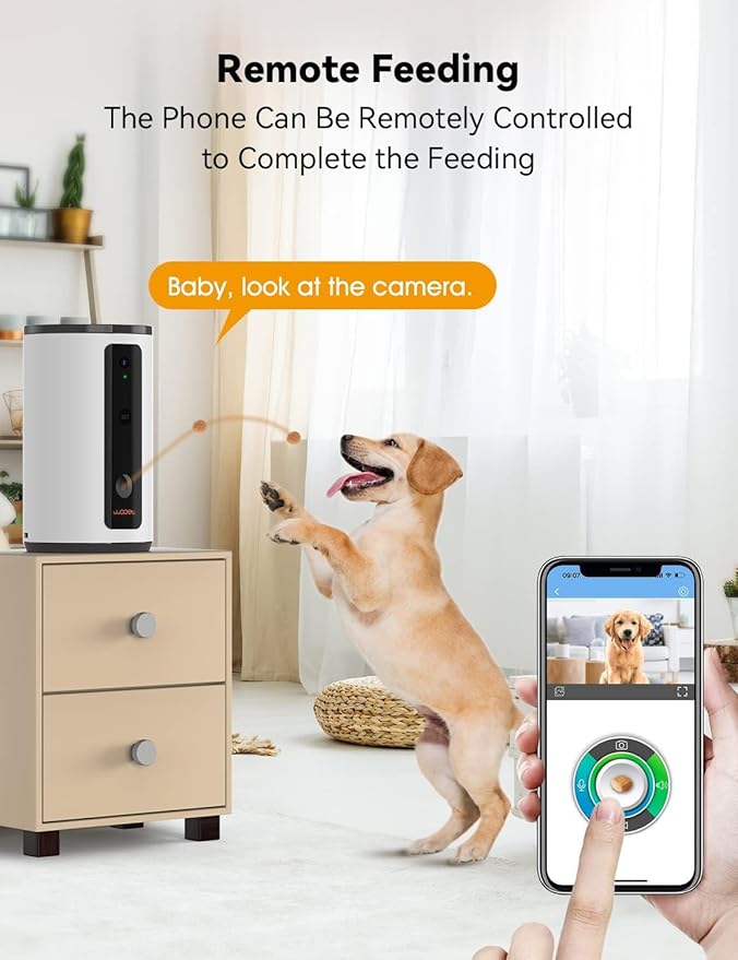 WOPET Dog Camera D01 Plus: 5G WiFi Pet Camera with Treat Tossing, 1080P HD with Night Vision for Pet Viewing, Two Way Audio Communication Designed for Dogs and Cats, Monitor Your Pet Remotely